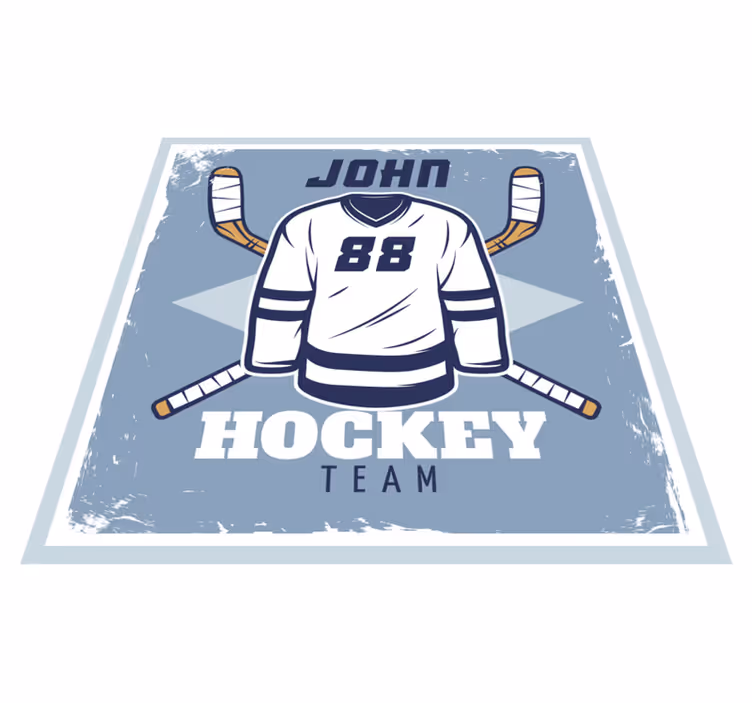 Alfombra vinílica con nombre Vestuario hockey sobre hielo - TenVinilo