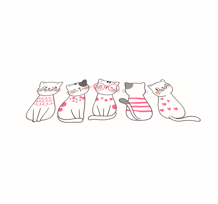 Alfombra vinílica animales gatos rosa y blancos - TenVinilo