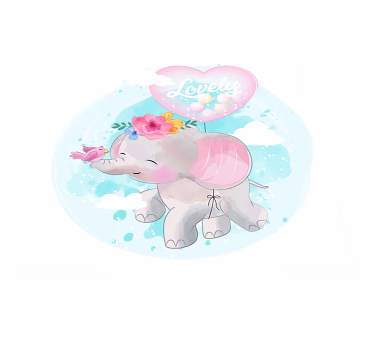 Alfombra vinílica bebé ilustración infantil de elefante - TenVinilo