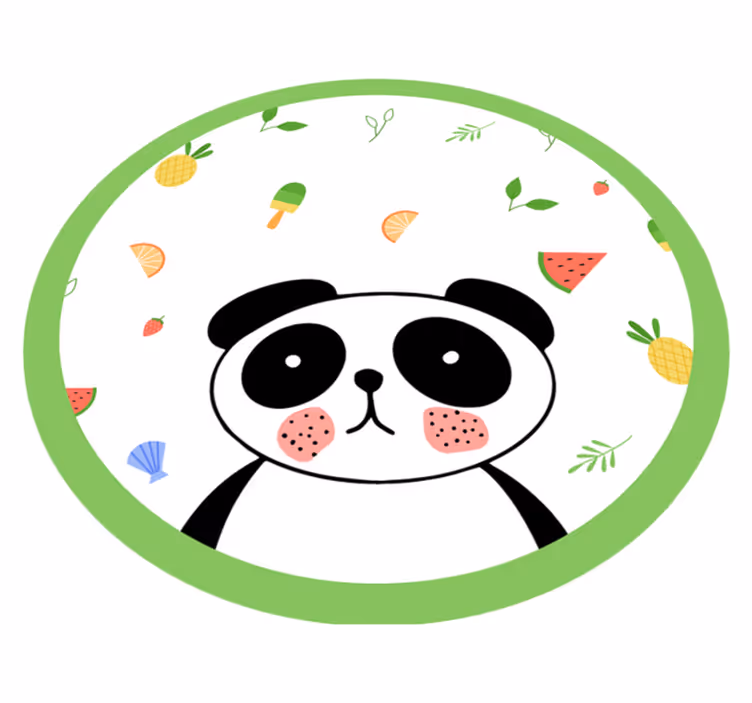 Alfombra vinílica infantil lindo círculo de panda - TenVinilo