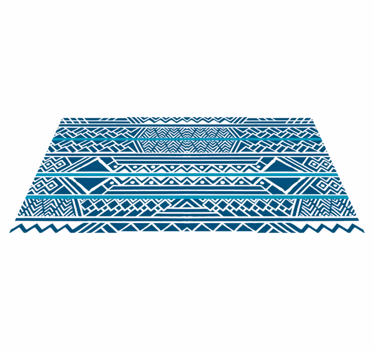 Alfombra vinílica rayas azul ornamentales - TenVinilo