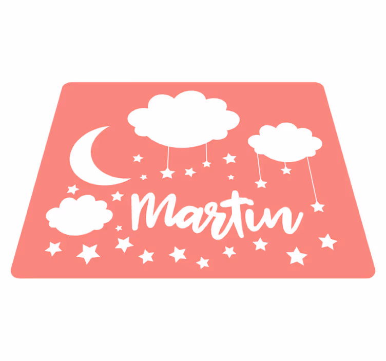 Alfombra vinílica con nombre estrellas y nubes - TenVinilo