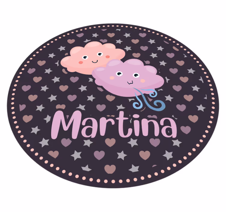 Alfombra vinílica con nombre Nube de estrellas y corazones con no - TenVinilo