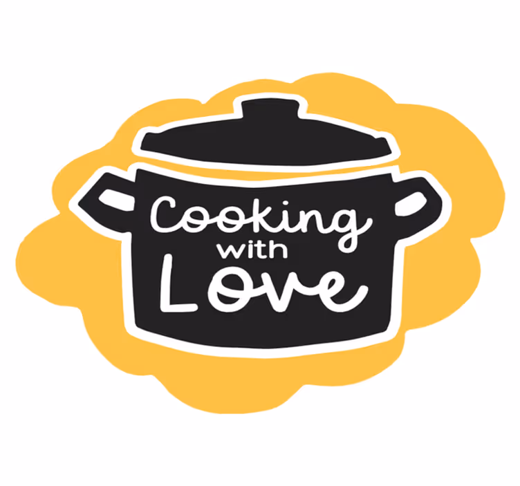 Alfombra de vinilo para cocina cocinando en olla con amor - TenVinilo