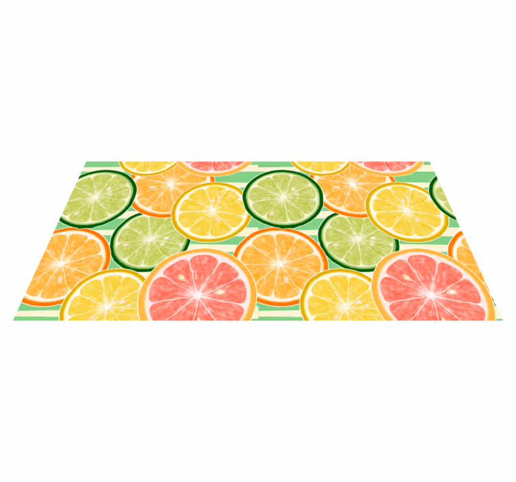 Alfombra vinílica cocina limones multicolor - TenVinilo