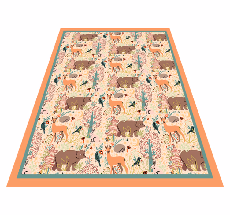 Alfombra vinílica animales diseño de criaturas del bosque - TenVinilo