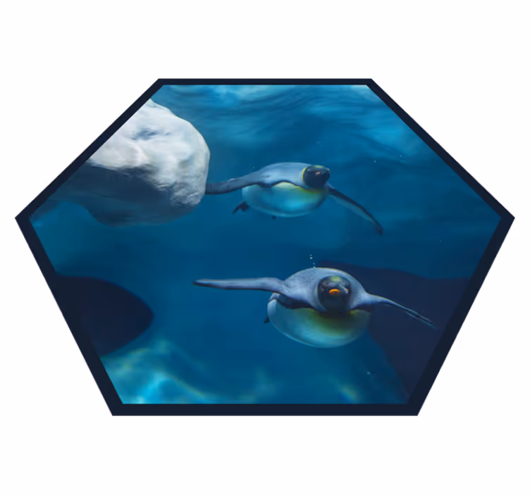 Alfombra vinílica animales escena de natación de pingüinos - TenVinilo
