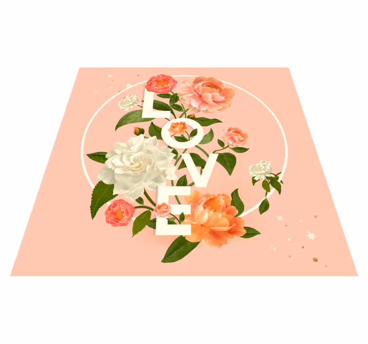 Alfombra vinílica juvenil diseño de flores de amor - TenVinilo