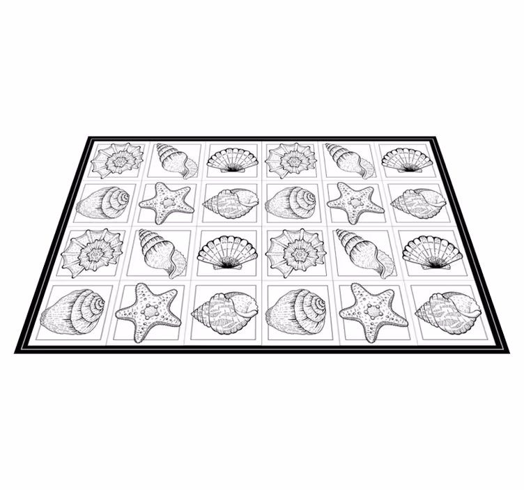 Alfombra vinílica naturaleza obra de arte de conchas marinas - TenVinilo