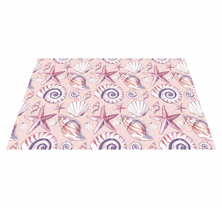 Alfombra vinílica naturaleza conchas y celestiales - TenVinilo