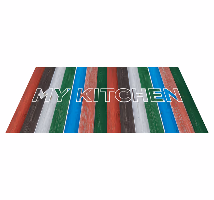 Alfombra de vinilo para cocina rayas coloridas - TenVinilo