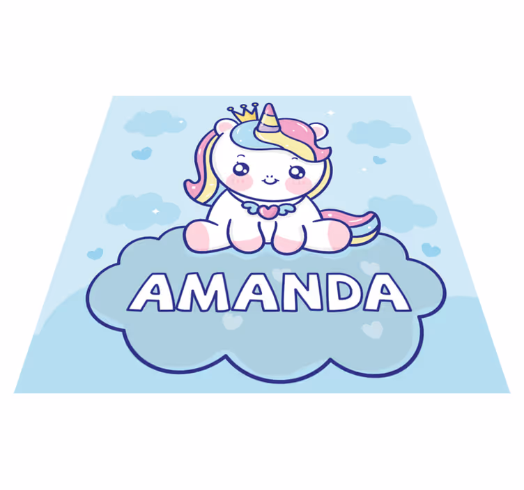Alfombra vinílica con nombre Lindo bebé unicornio - TenVinilo