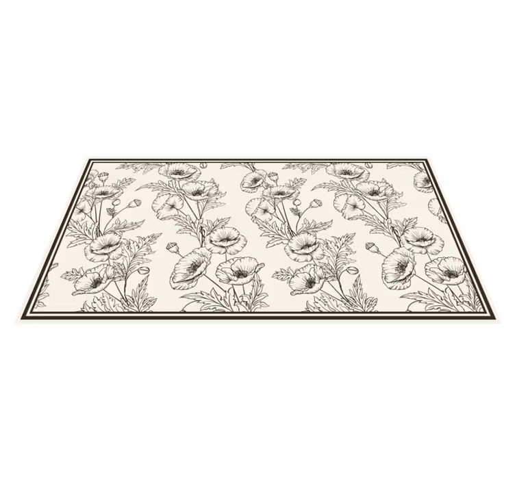 Alfombra vinílica salón patrón de contorno floral - TenVinilo