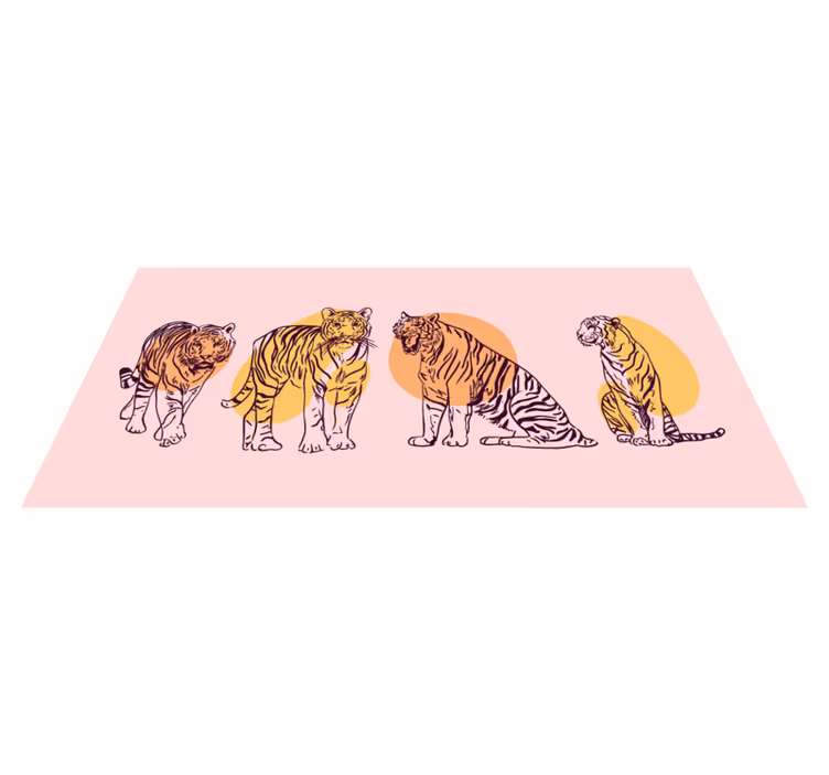 Alfombra vinílica animales ilustración de tigre enmarcada - TenVinilo