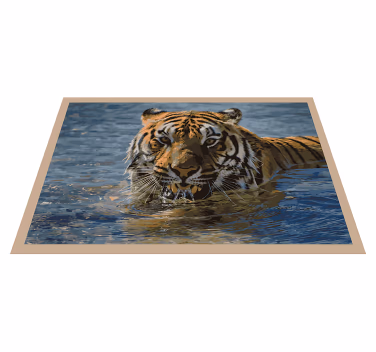 Aflombra vinílica animales Tigre nadando - TenVinilo