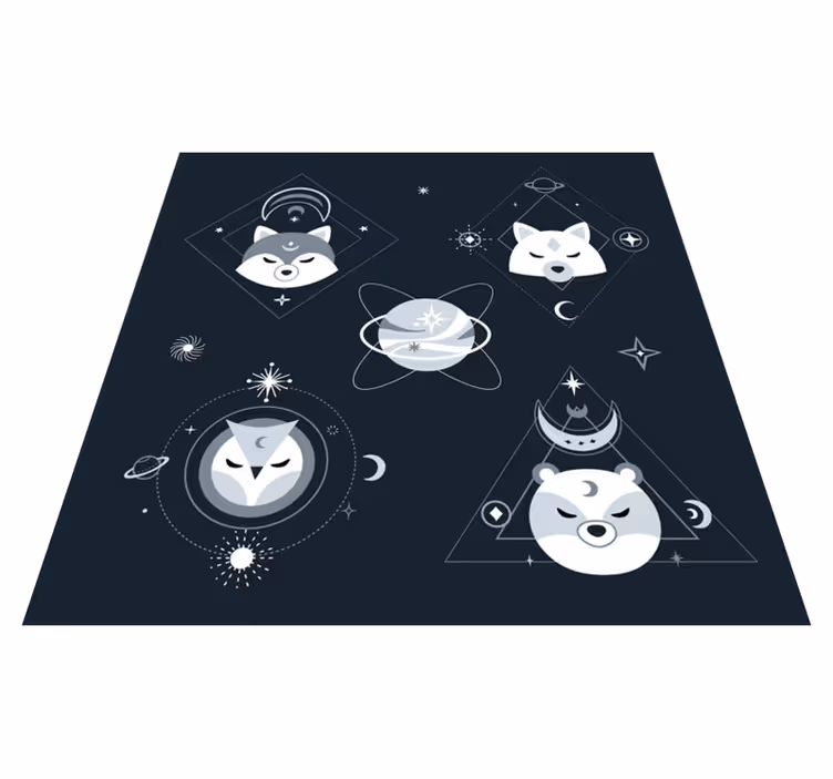 Alfombra de vinilo infantil Animales nórdicos cósmicos - TenVinilo