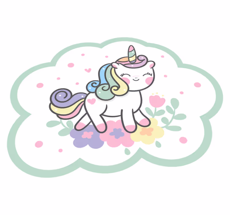 Alfombra vinilo Unicornio sonriente corriendo - TenVinilo