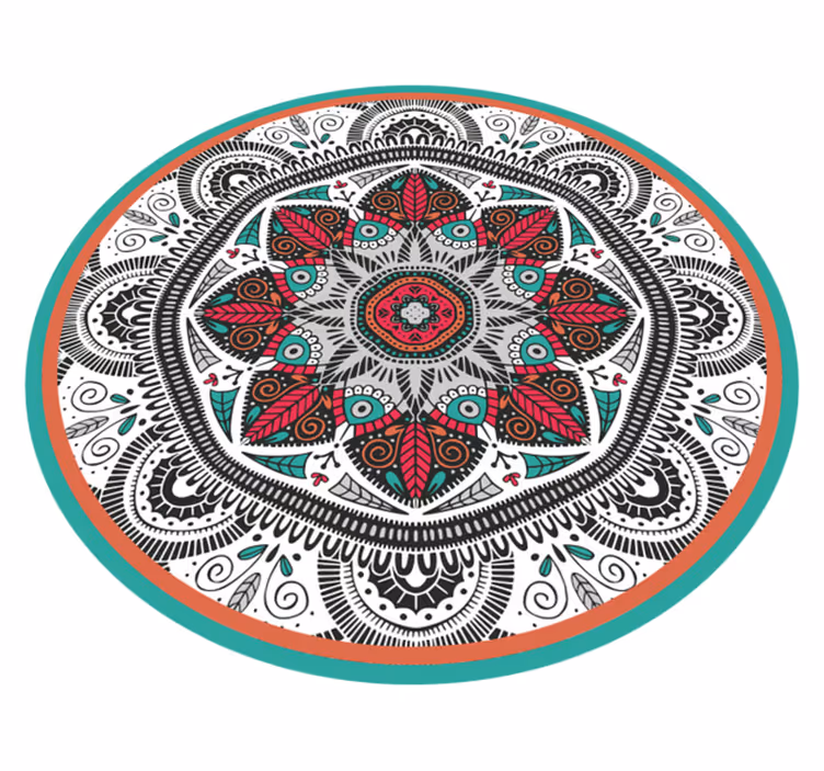 Alfombra vinílica mandala foco gris circular - TenVinilo