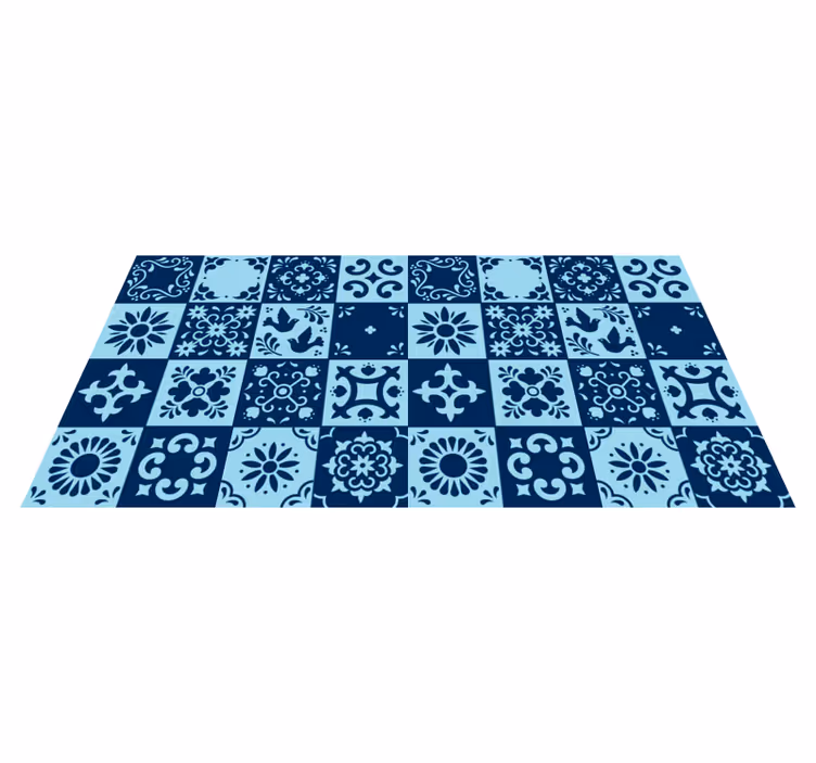 Alfombra vinilo cocina Cocina de mosaico de sombra azul - TenVinilo