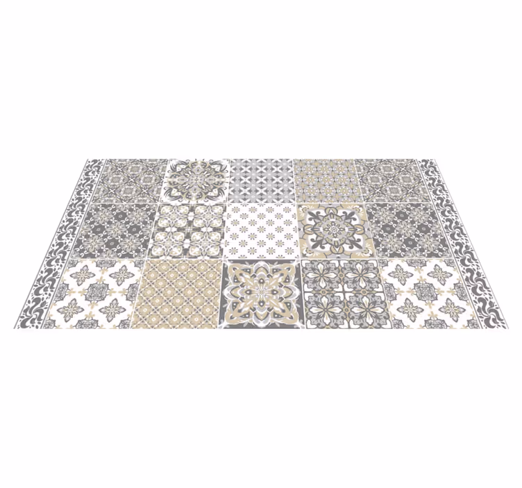 Alfombra vinílica para cocina hidráulica azulejos vintage - TenVinilo