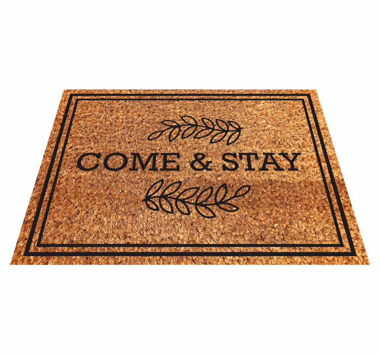 Alfombra vinílica recibidor frase de venir y quedarse - TenVinilo
