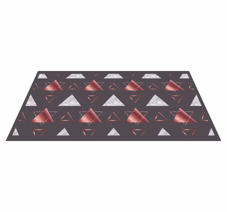 Alfombra vinílica geométrica triángulos rosas y grises - TenVinilo