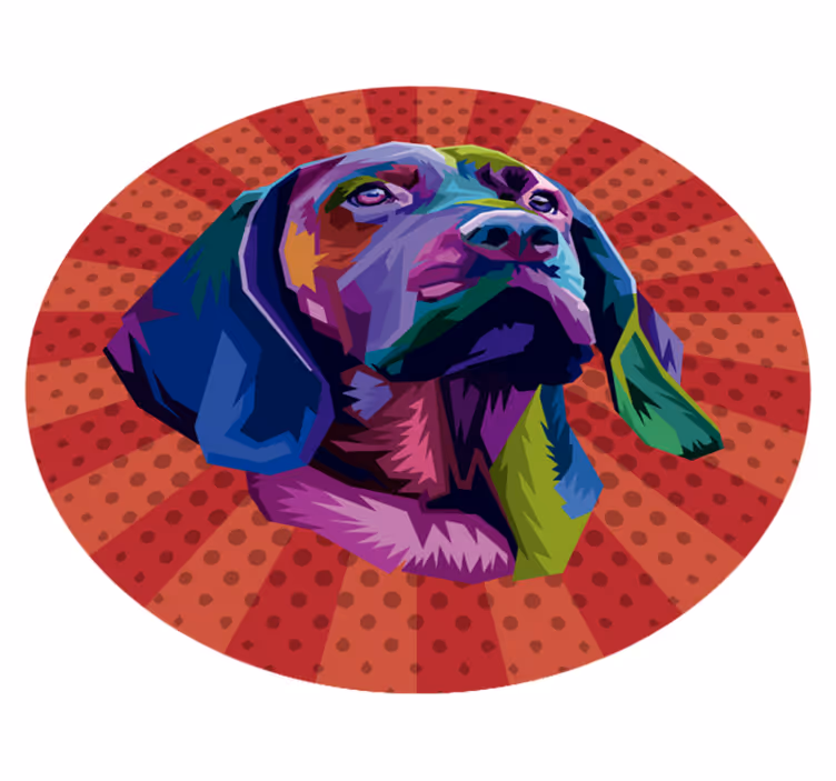 Alfombra vinílica animales retrato de perro colorido - TenVinilo