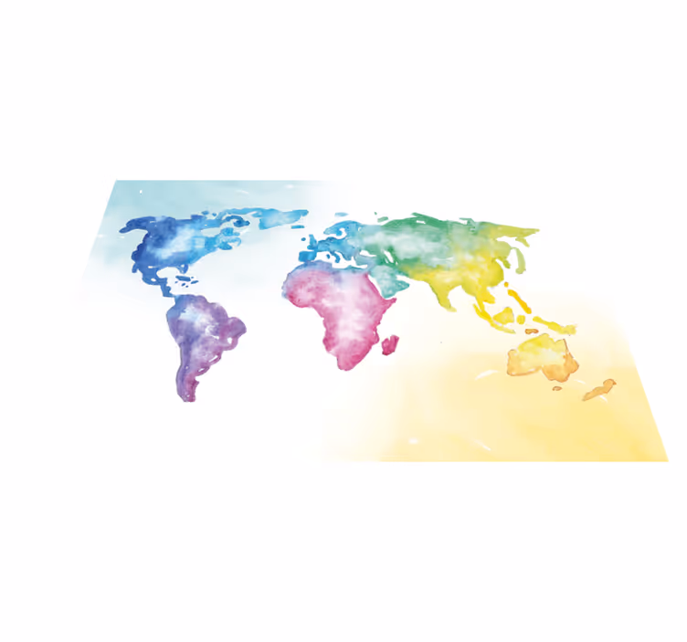 Alfombra vinílica mapamundi mapa global vibrante - TenVinilo