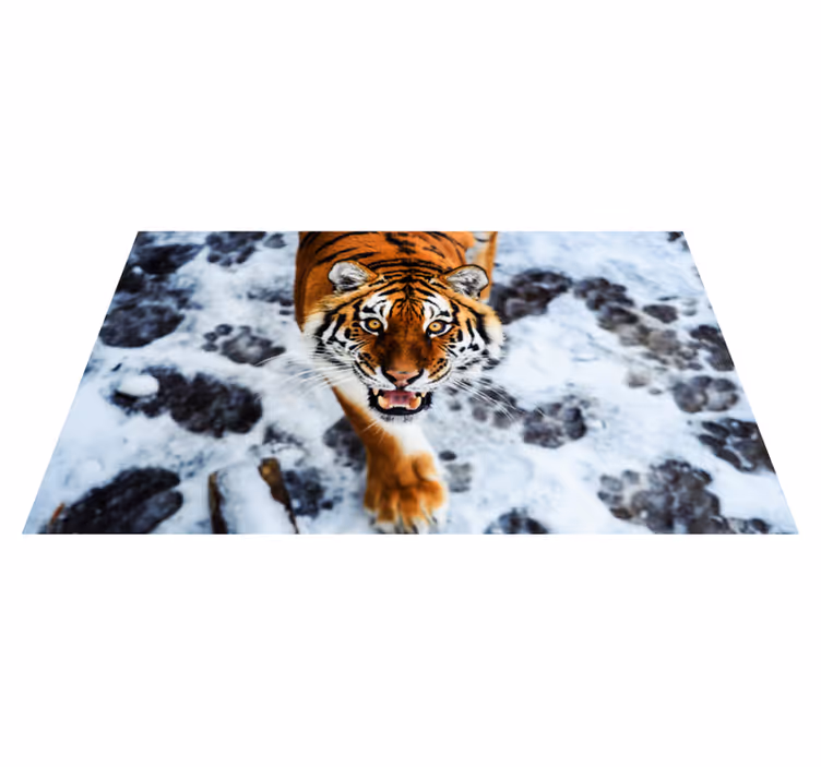 Alfombra vinílica animales postura de tigre feroz - TenVinilo