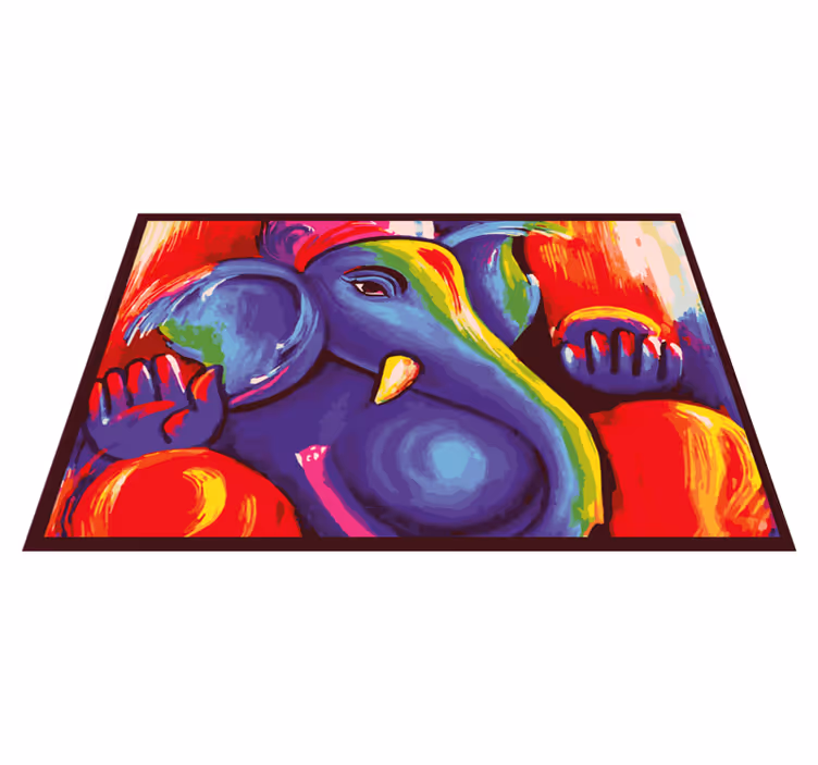 Alfombra vinílica animales arte de elefante colorido - TenVinilo