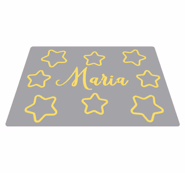 Alfombra vinílica infantil nombre amarillo estrellado - TenVinilo