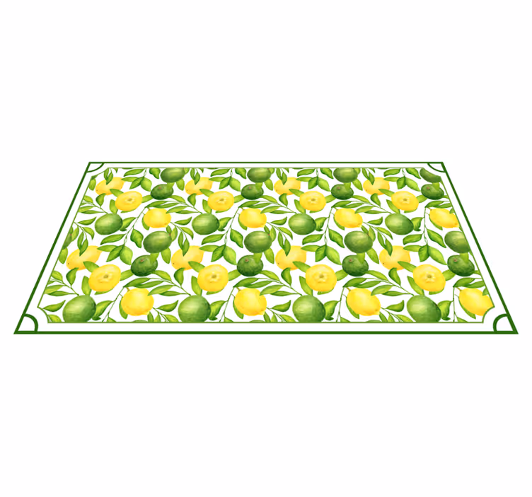 Alfombra vinílica cocina patrón de hojas de cítricos - TenVinilo