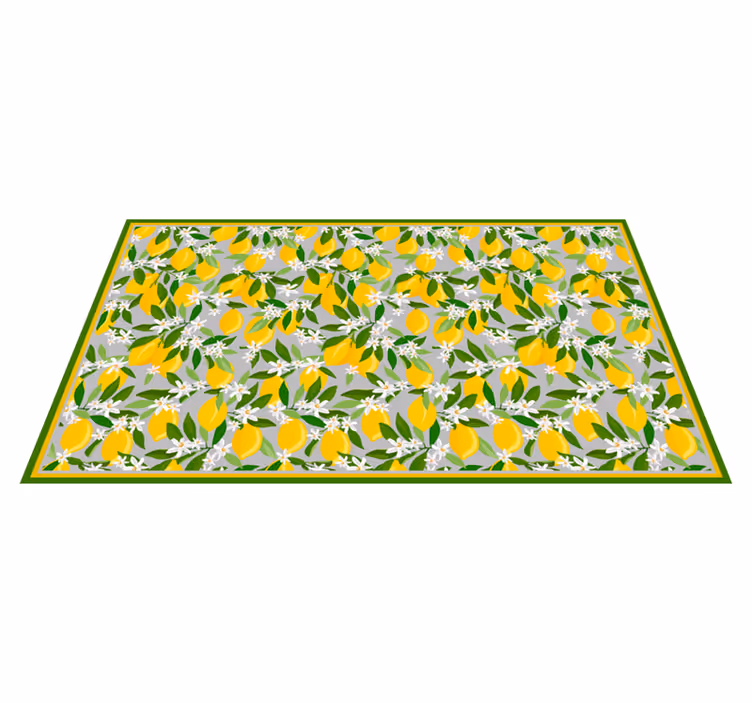 Alfombra vinílica cocina limonero con flores - TenVinilo
