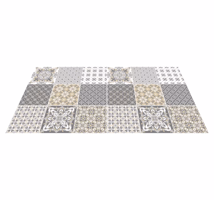 Alfombra vinílica cocina azulejos grises marroquíes - TenVinilo