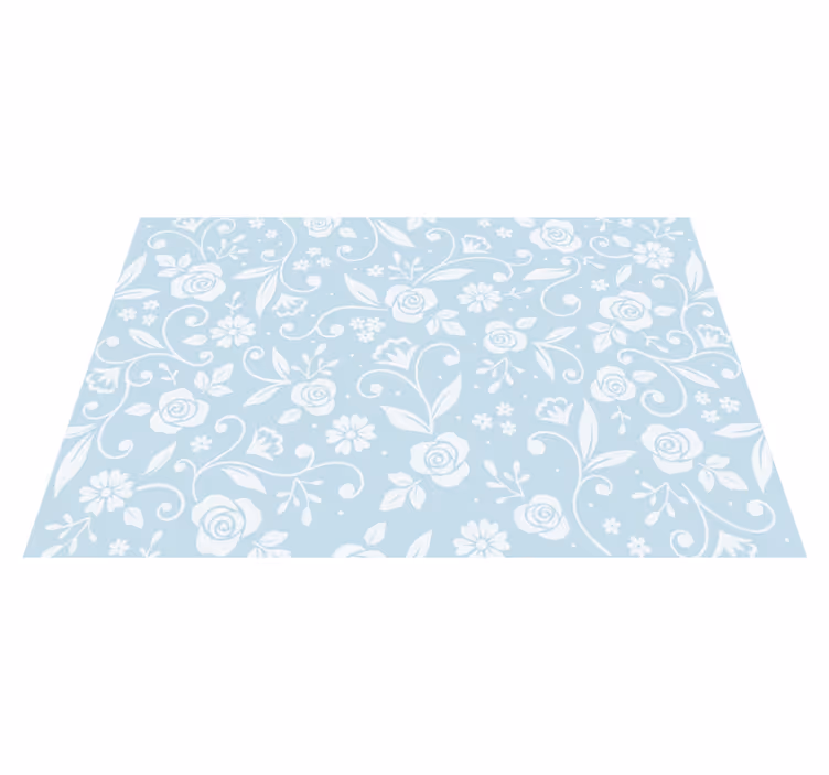 Alfombra vinílica flores estampado floral azul - TenVinilo