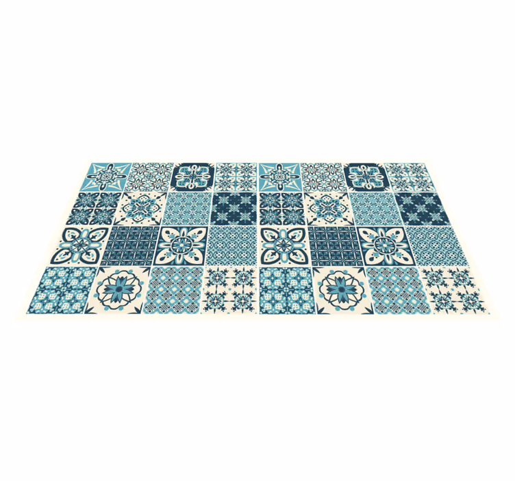 Alfombra vinílica baño azulejos azules - TenVinilo