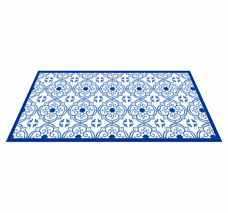 Alfombra vinílica baño azulejos azules clásicos - TenVinilo