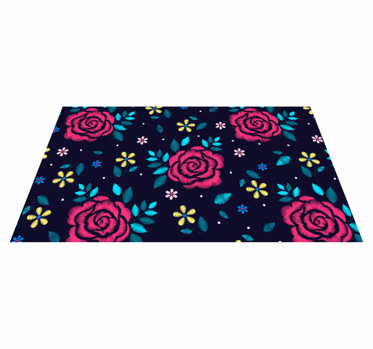 Alfombra vinílica flores motivo floral vibrante - TenVinilo