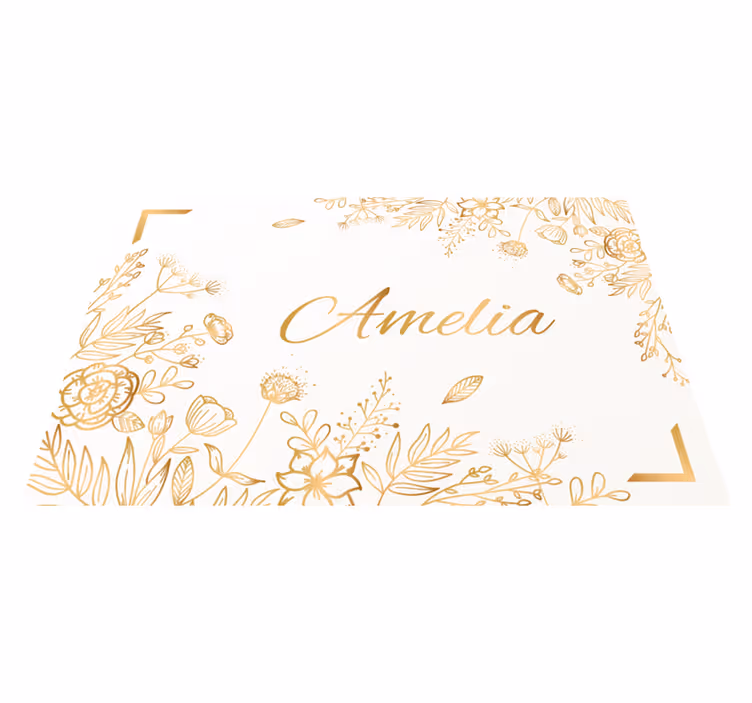 Alfombra vinílica personalizable bienvenida floral - TenVinilo