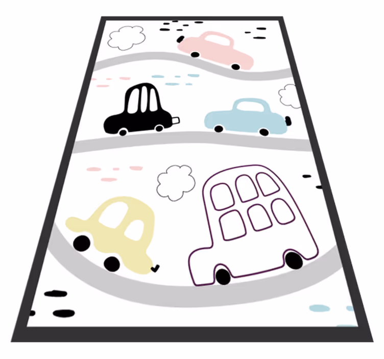 Alfombra de vinilo infantil Vehículos para niños y carreteras - TenVinilo