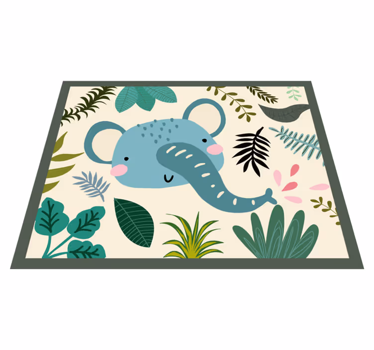Aflombra vinílica animales Niños felices elefantes y plantas - TenVinilo