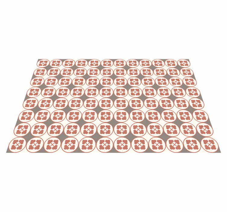 Alfombra vinílica imitación mármol azulejos circulares - TenVinilo