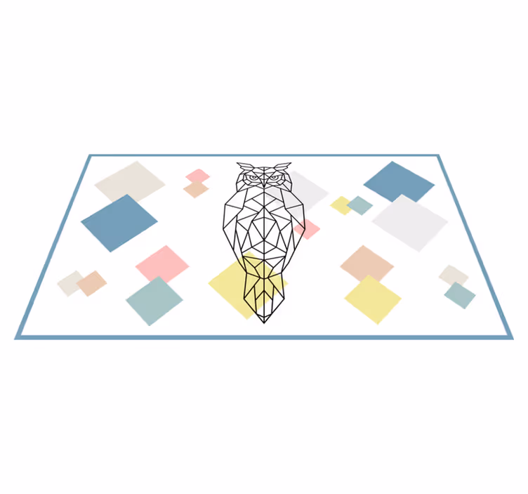 Alfombra vinílica moderna forma de búho de origami - TenVinilo