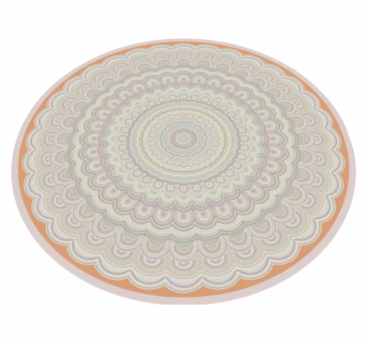 Alfombra vinílica étnica beige circular - TenVinilo