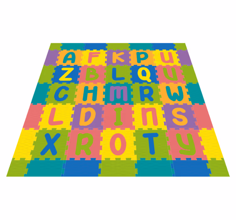 Alfombra vinílica bebé Imitación de goma con letras - TenVinilo