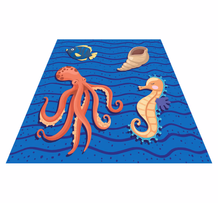Alfombra vinílica infantil animales marinos juego - TenVinilo