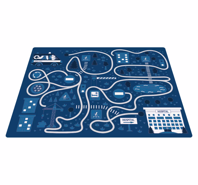 Alfombra vinílica bebé Camino azul nórdico - TenVinilo