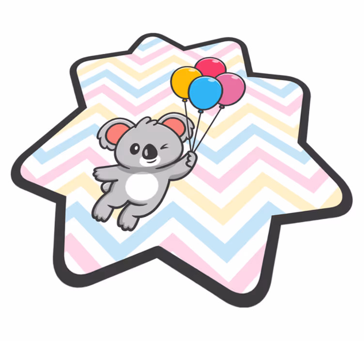 Aflombra vinílica animales Koala colgando de un globo - TenVinilo