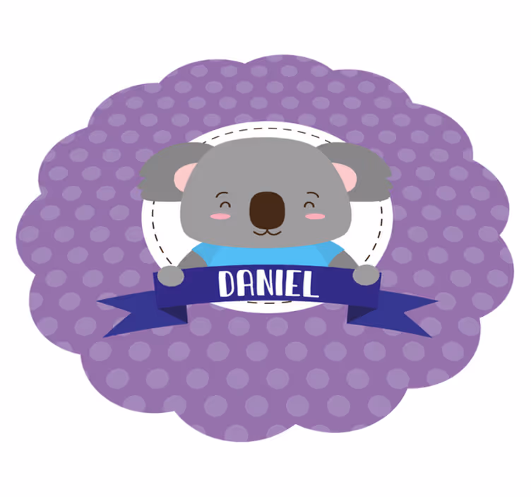 Alfombra vinílica bebé lindo koala con nombre - TenVinilo