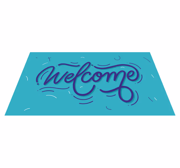 Alfombra vinílica recibidor bienvenido diseño azul - TenVinilo